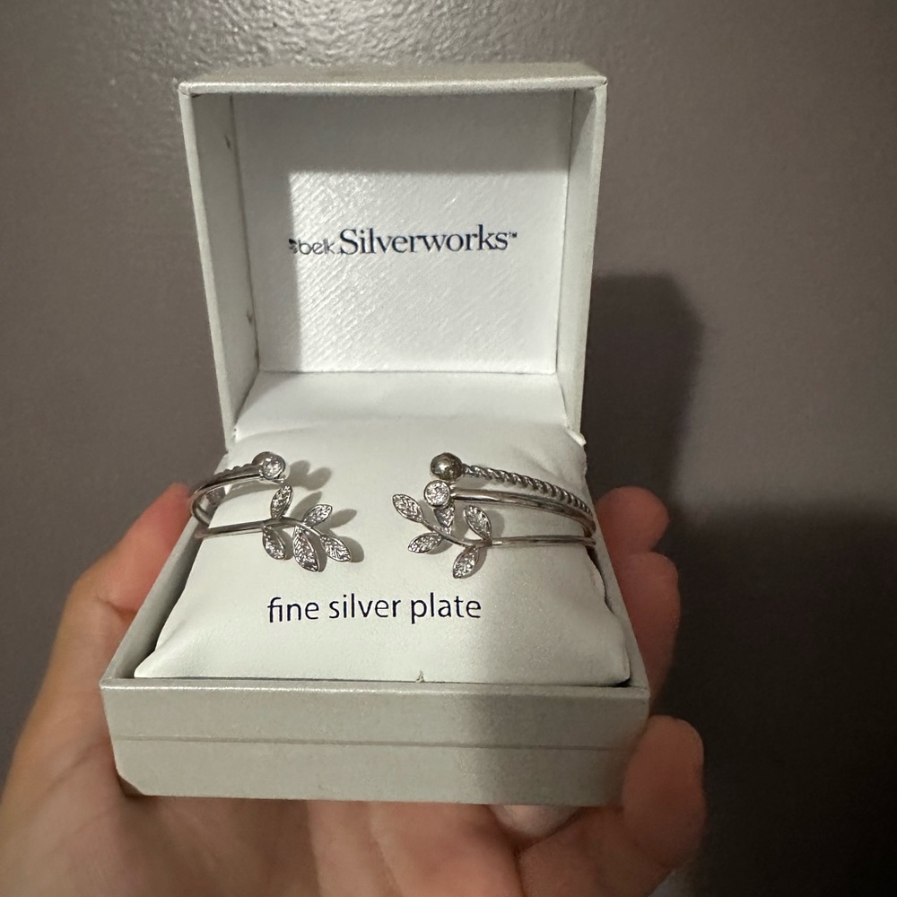Silver Plated Cuff Bracelet Set